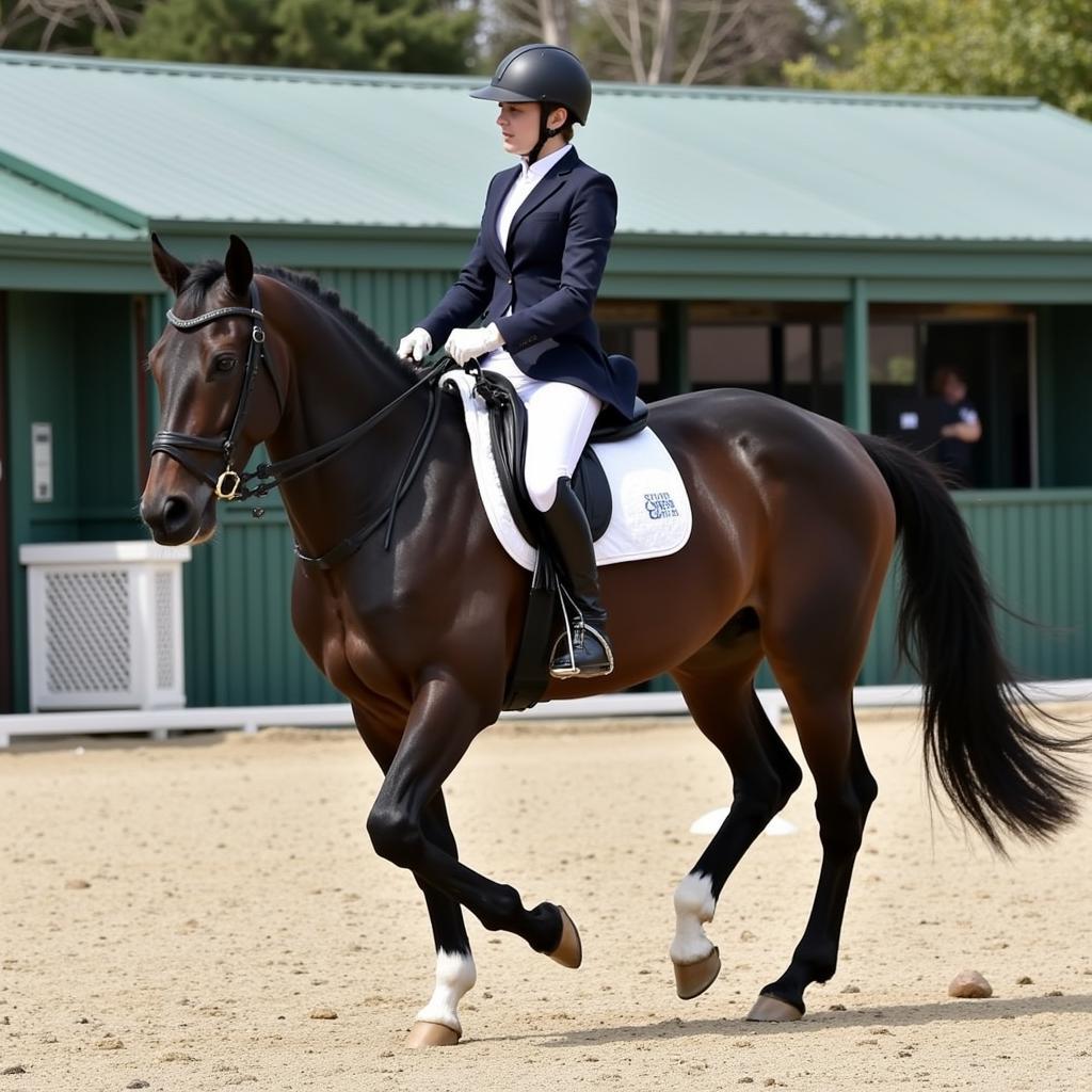 Black Horse Performing Leg Yielding