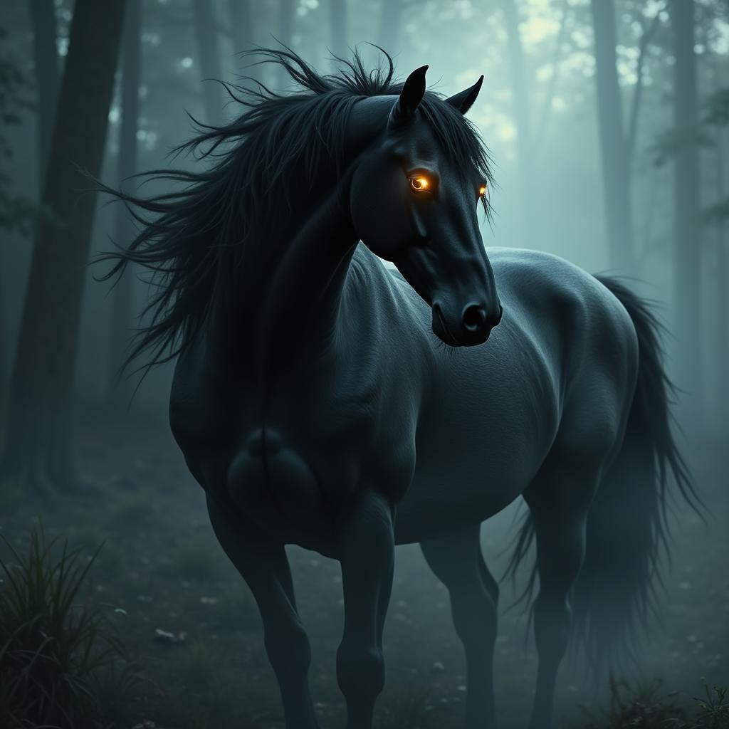 Black horse in mythology artistic representation