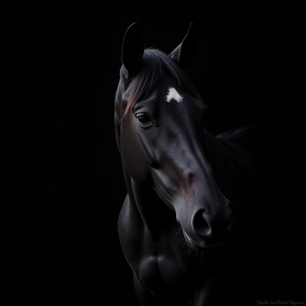 Black Horse Portrait with Dramatic Lighting