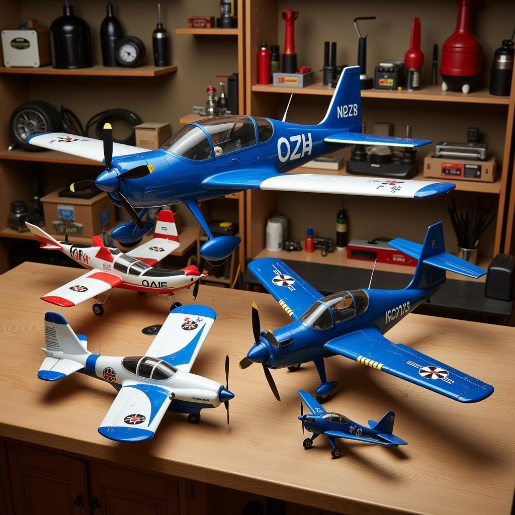 Black Horse RC Airplane Models Displayed on a Shelf