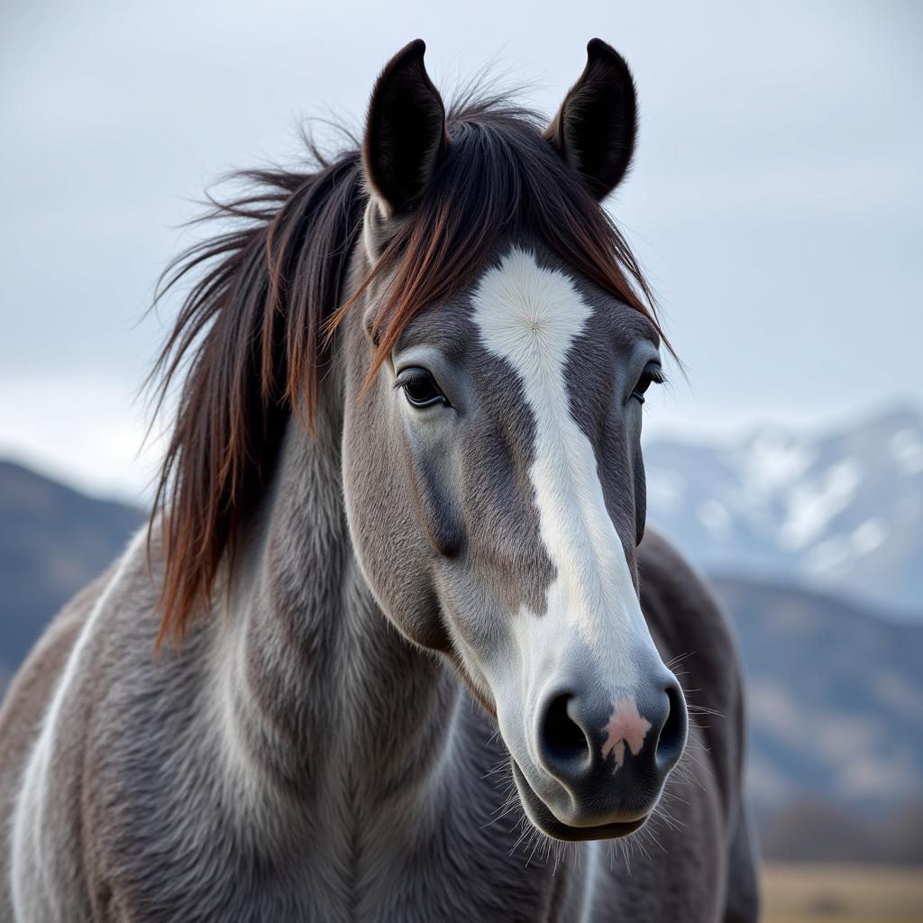 Portrait of a Blue Roan Rocky Mountain Horse