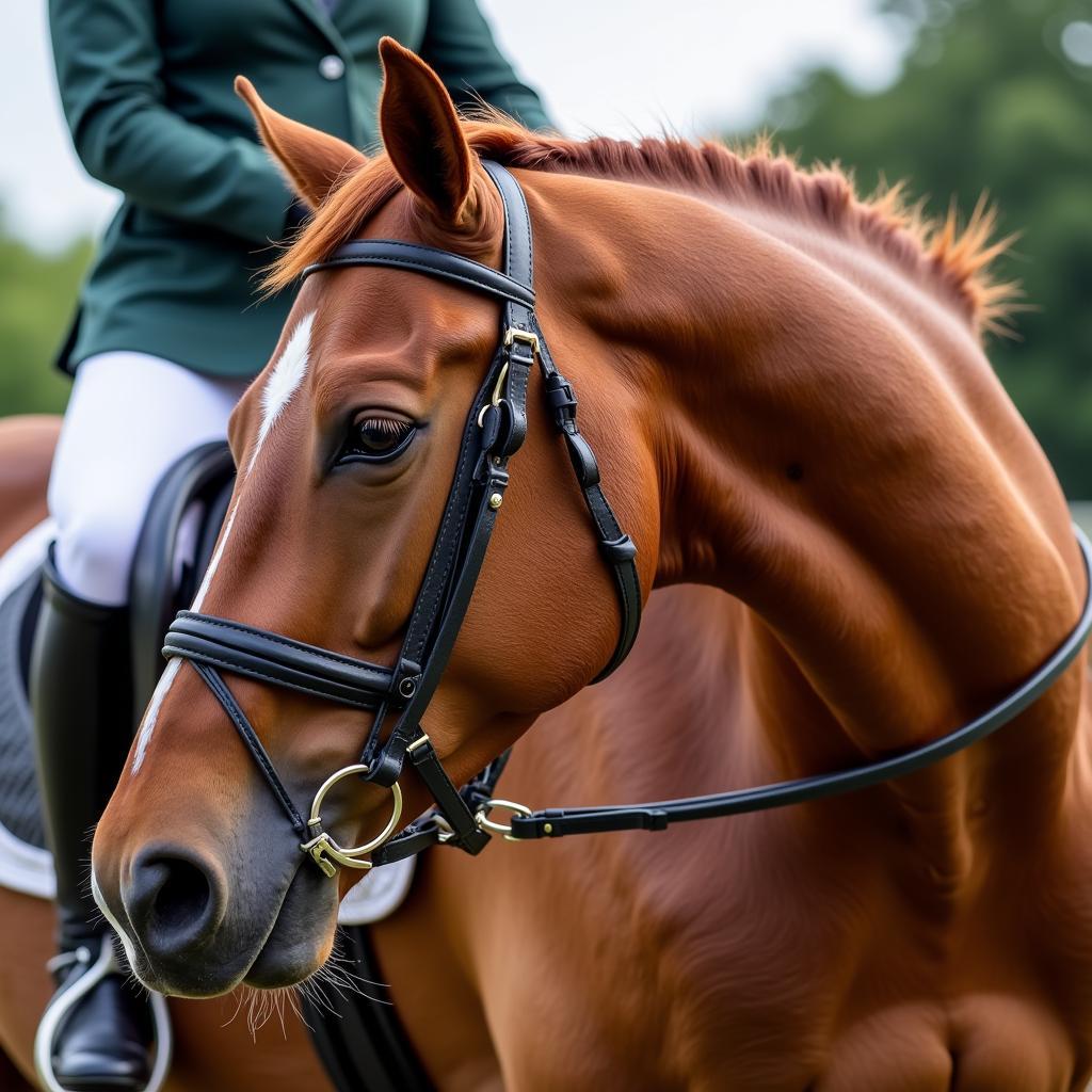 Horse wearing a Bluetooth Earpiece