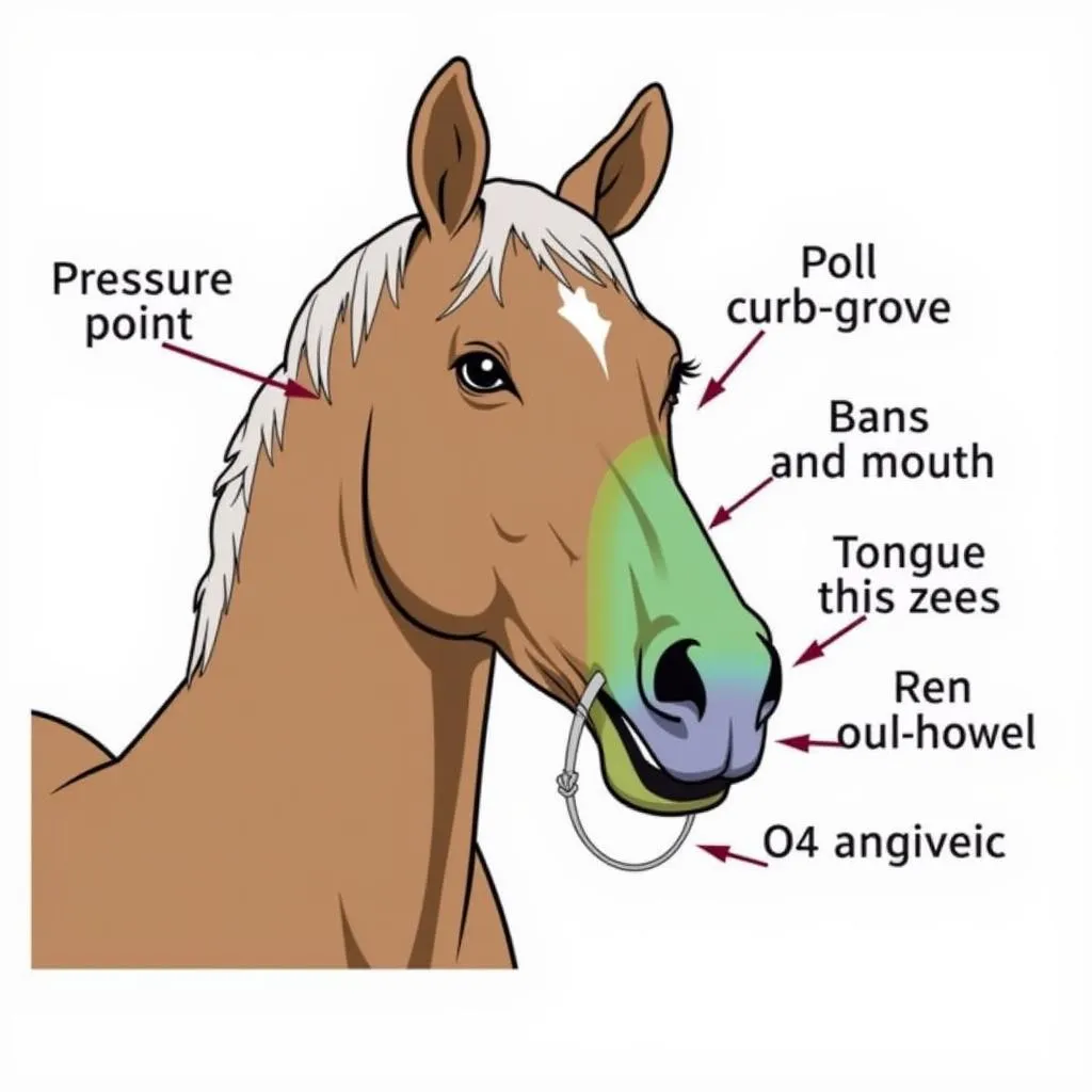 Pressure Points of a Bomber Bit on a Horse's Head