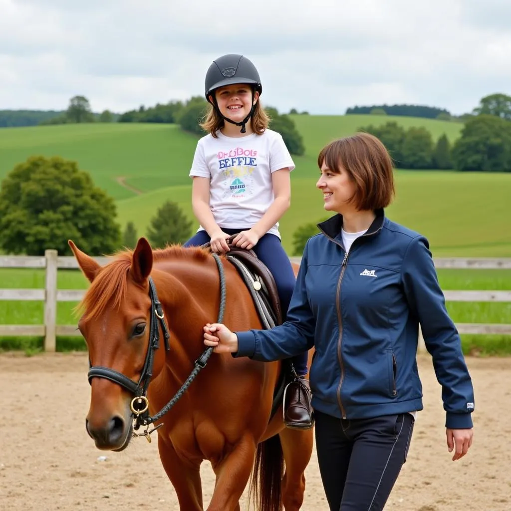 Beginner Horse Riding Lesson at Brentwood Riding School