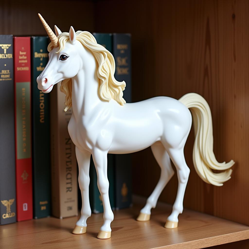 Breyer Unicorn Horse Model Standing on Display Shelf