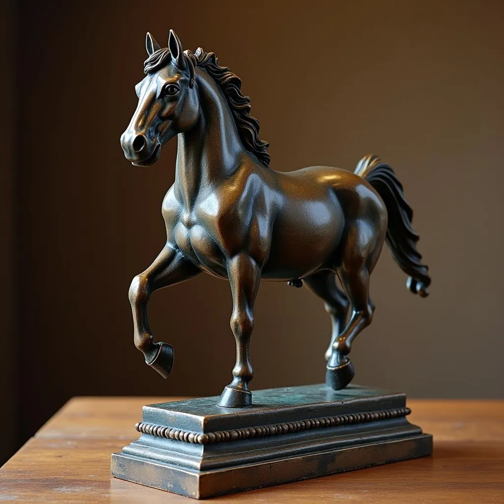 Bronze Horse Urn with Intricate Details