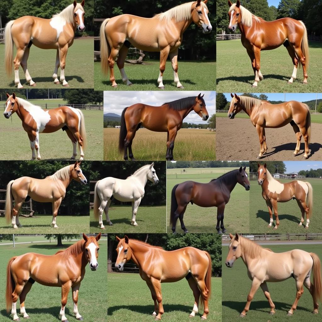 Different buckskin horse coat variations