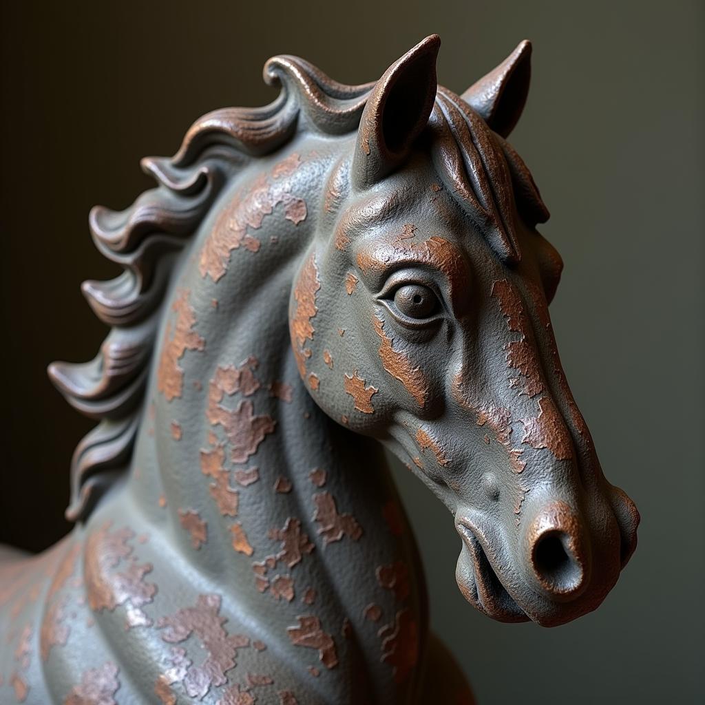 Antique Cast Iron Horse Head Sculpture