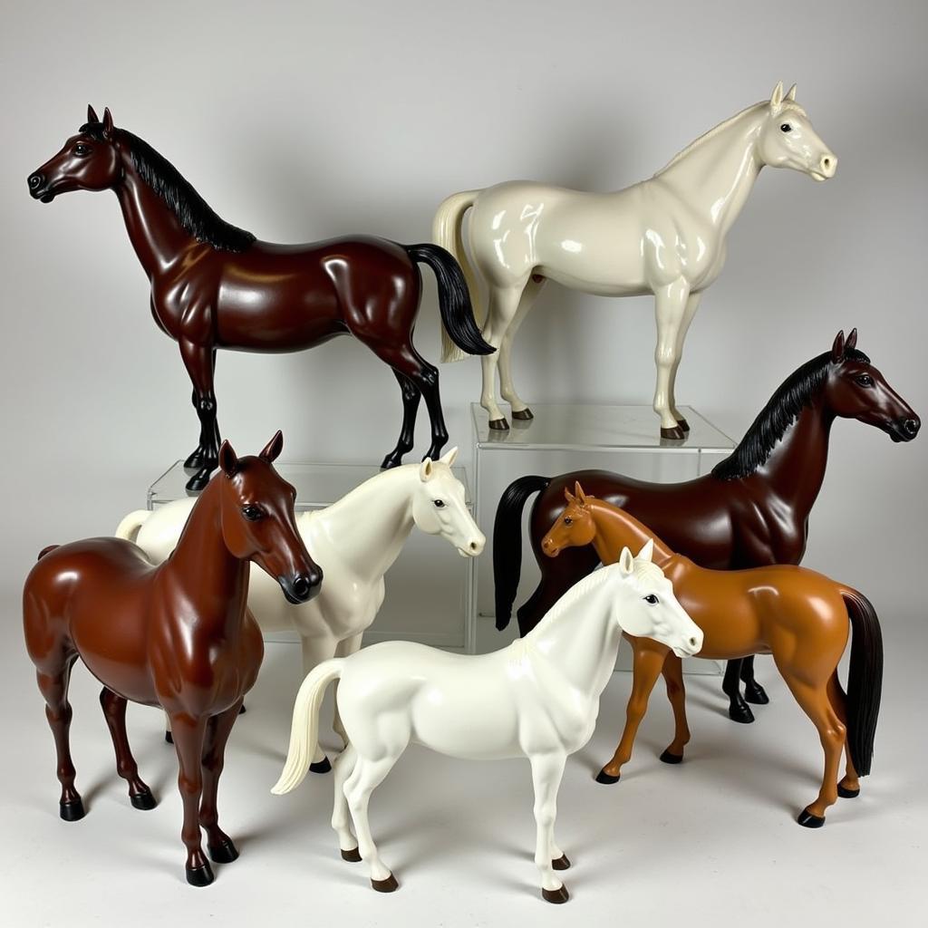 A diverse collection of ceramic horse statues