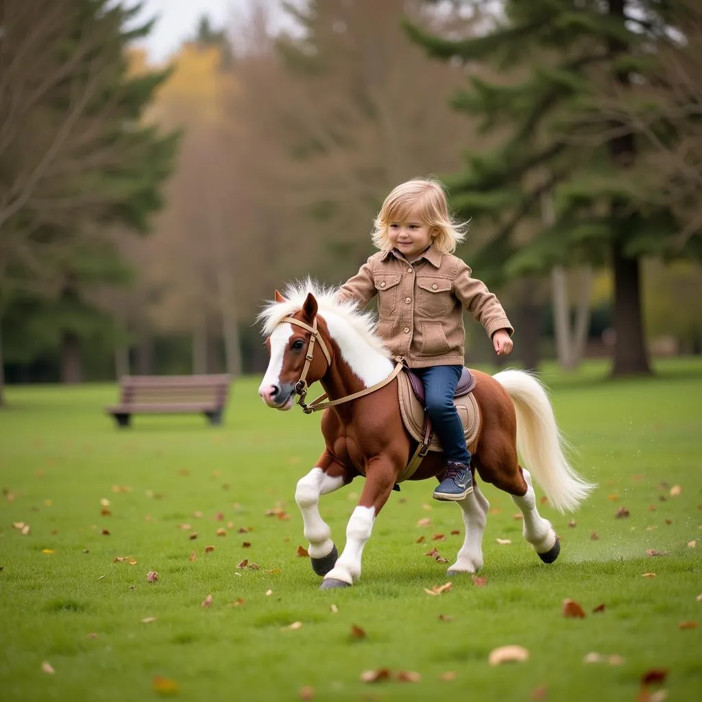 Child Playing with a Hobby Horse