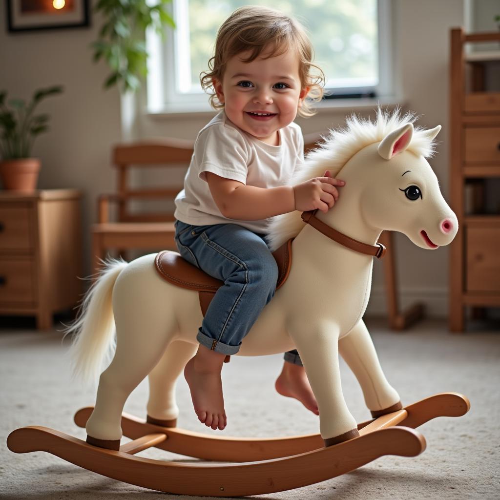 Child Enjoying a Rocking Horse