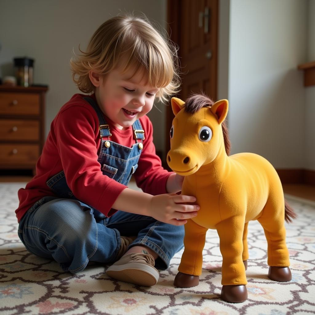 Child Imagining Adventures with Yellowstone Toy Horse