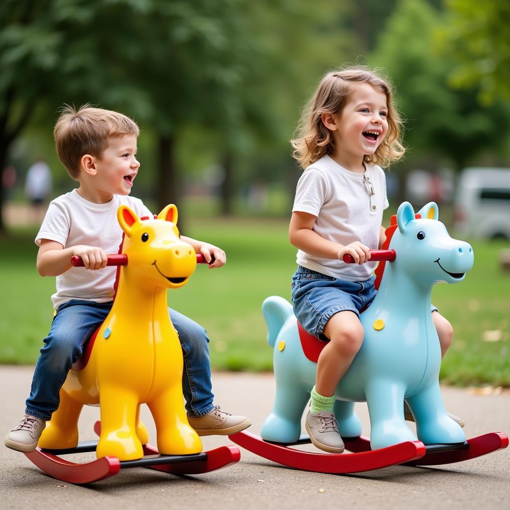  Children Enjoying Playground Rocking Horses