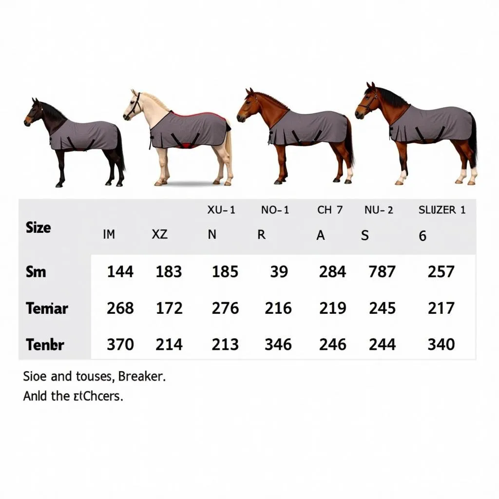 Children's horse blanket sizes chart