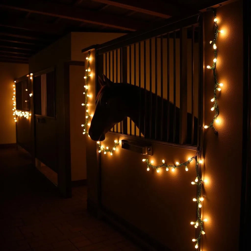 Safe Christmas Lights Decoration in a Horse Stall