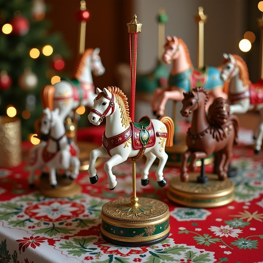 Collection of Christmas ornaments carousel horses