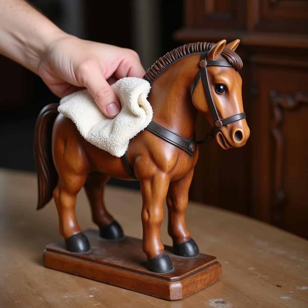 Cleaning a Hand Carved Wooden Horse