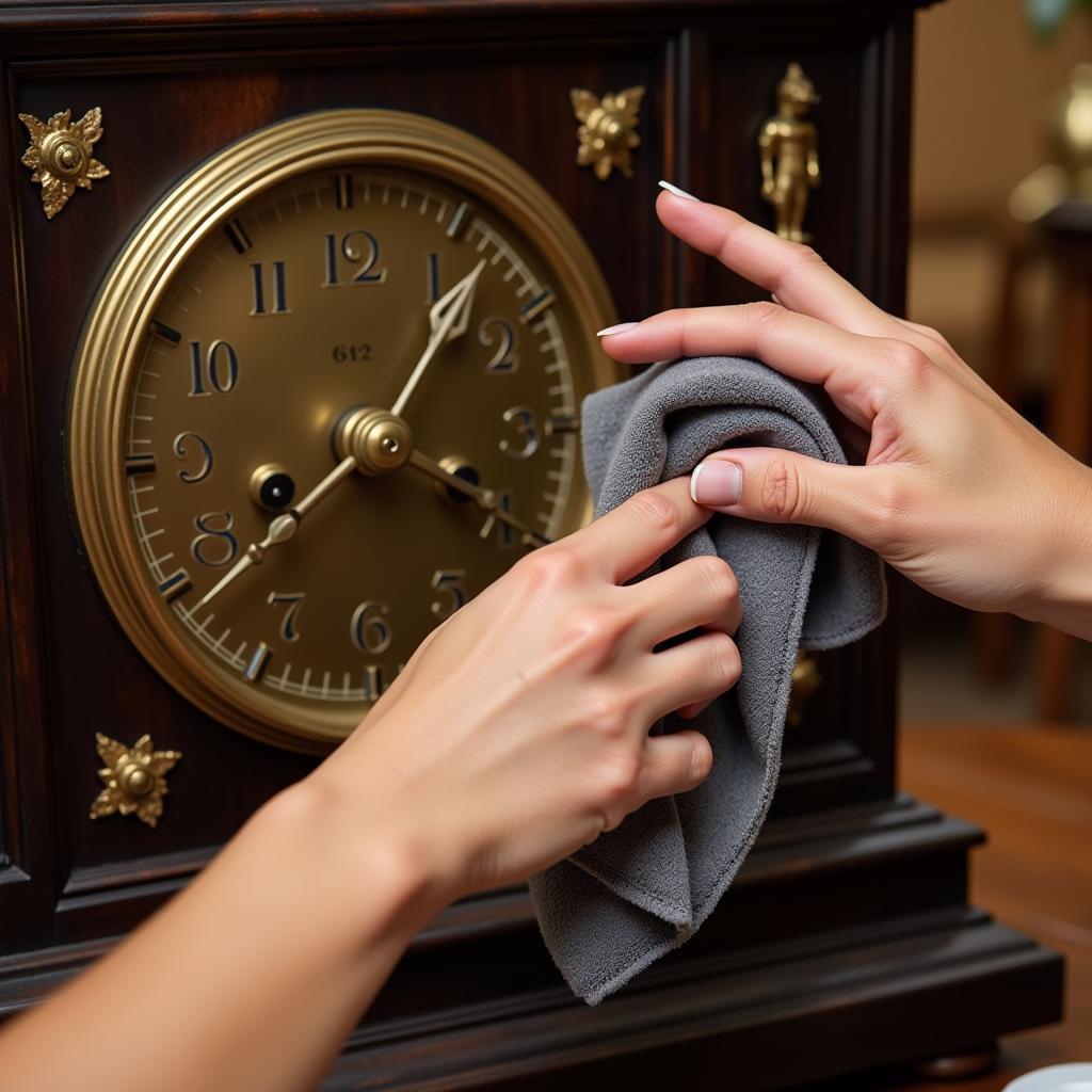 Cleaning a Bronze Horse Clock With Soft Cloth