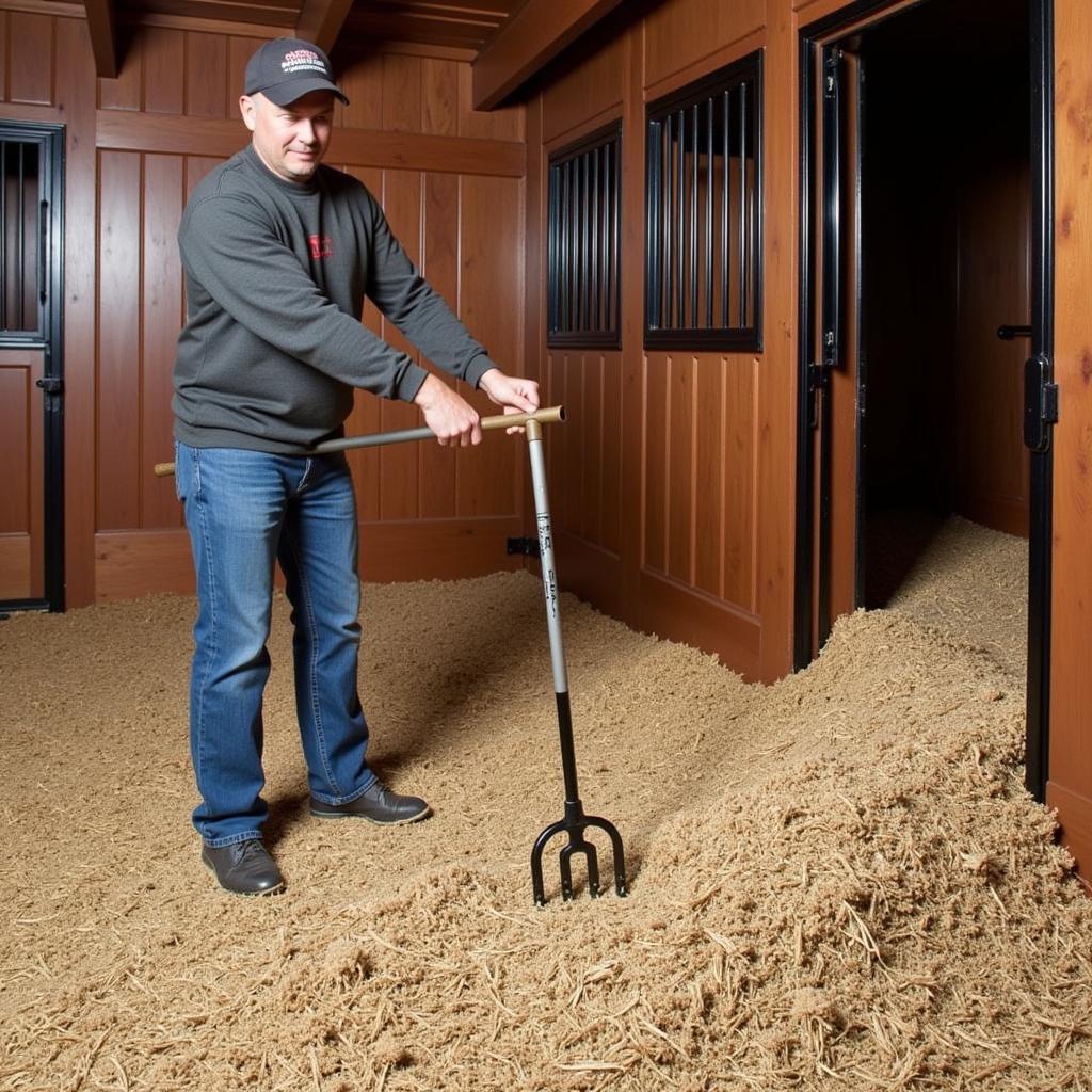 Cleaning flax horse bedding in a stable