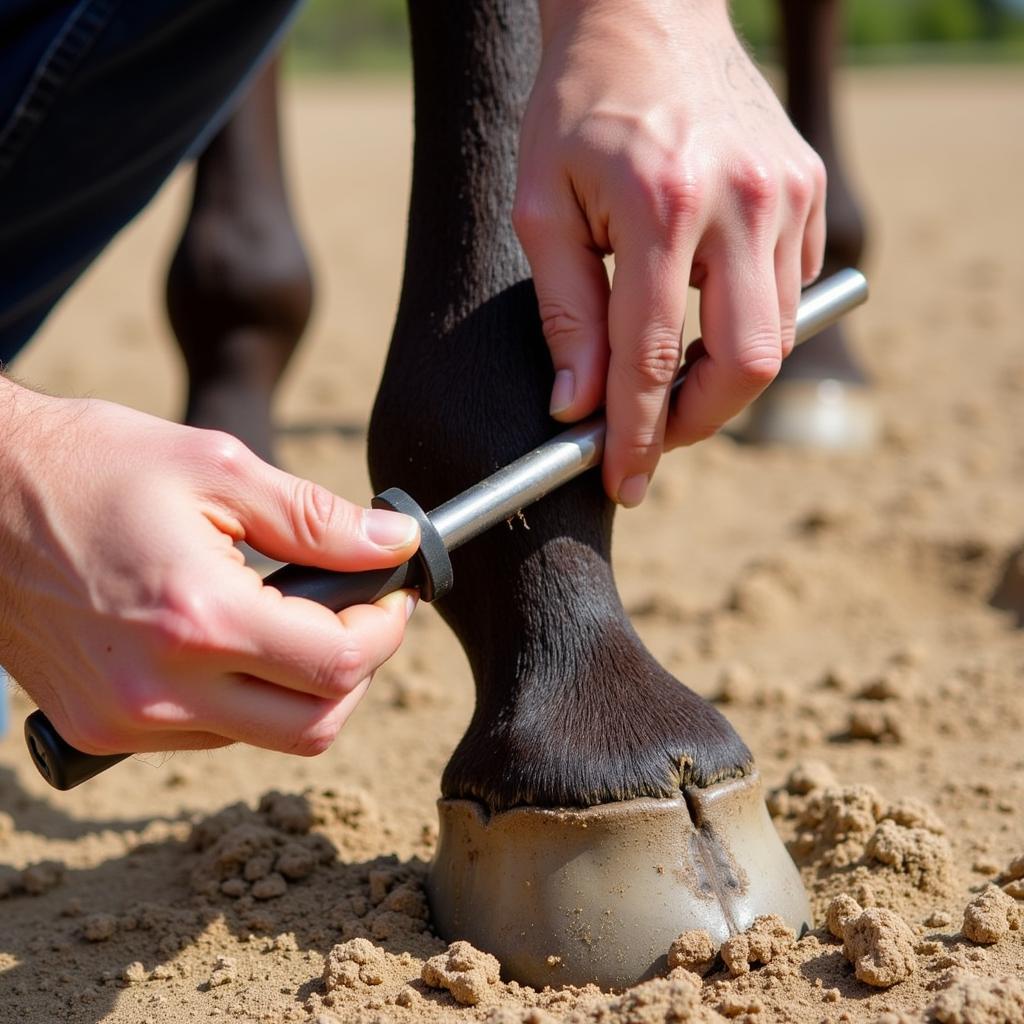 Cleaning Horse Hooves with a Hoof Pick