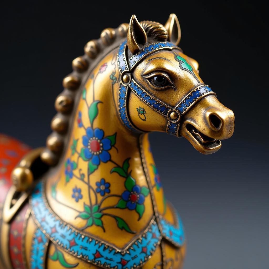 Ancient Chinese Cloisonne Horse Figurine