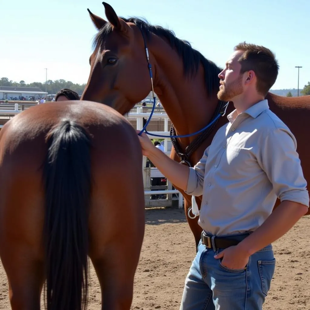 Veterinarian Inspecting Horse at Clovis Sale