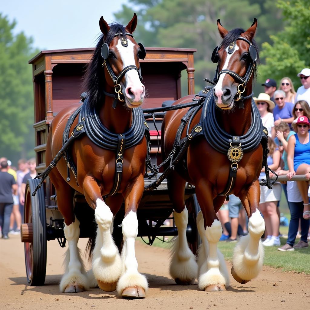 Clydesdale horse pulling a cart