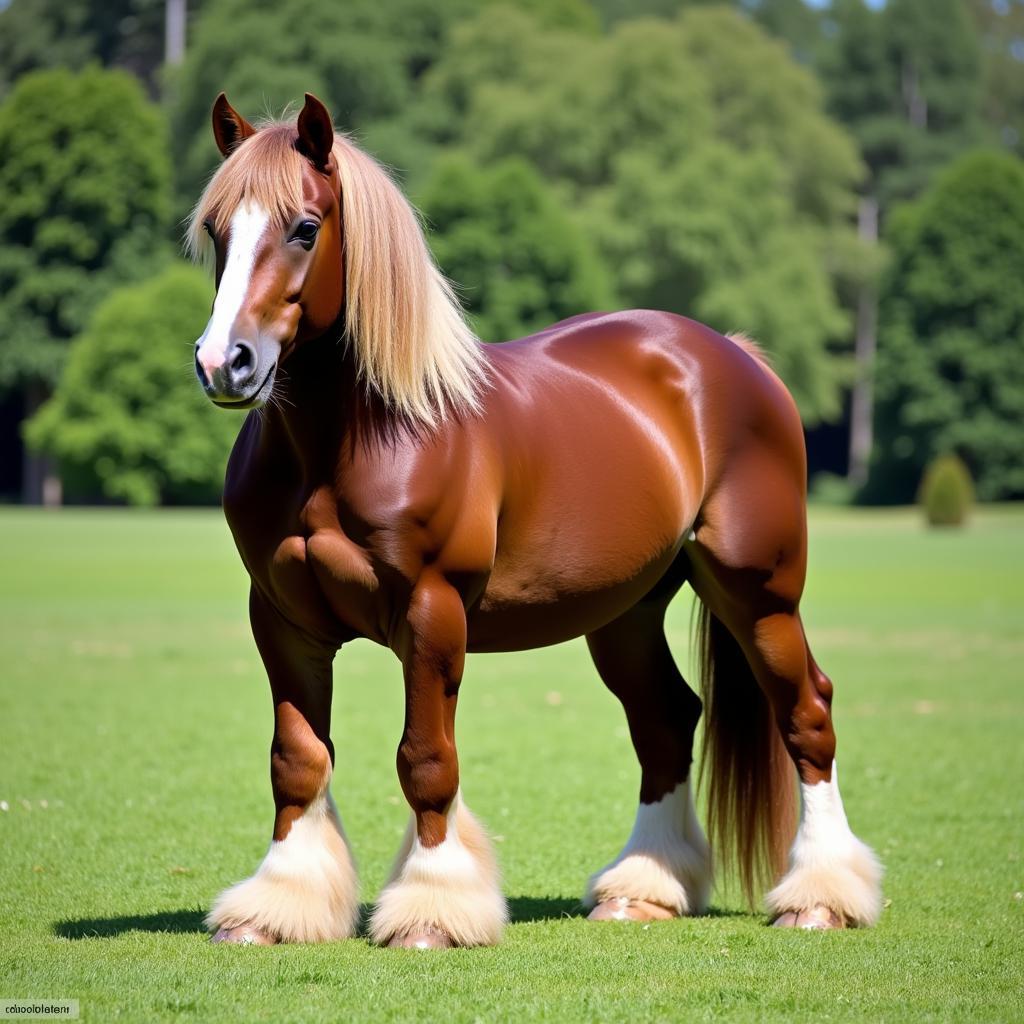 Clydesdale horse standing in a field