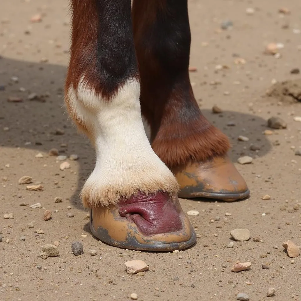 Collateral ligament injury affecting the hoof in a horse