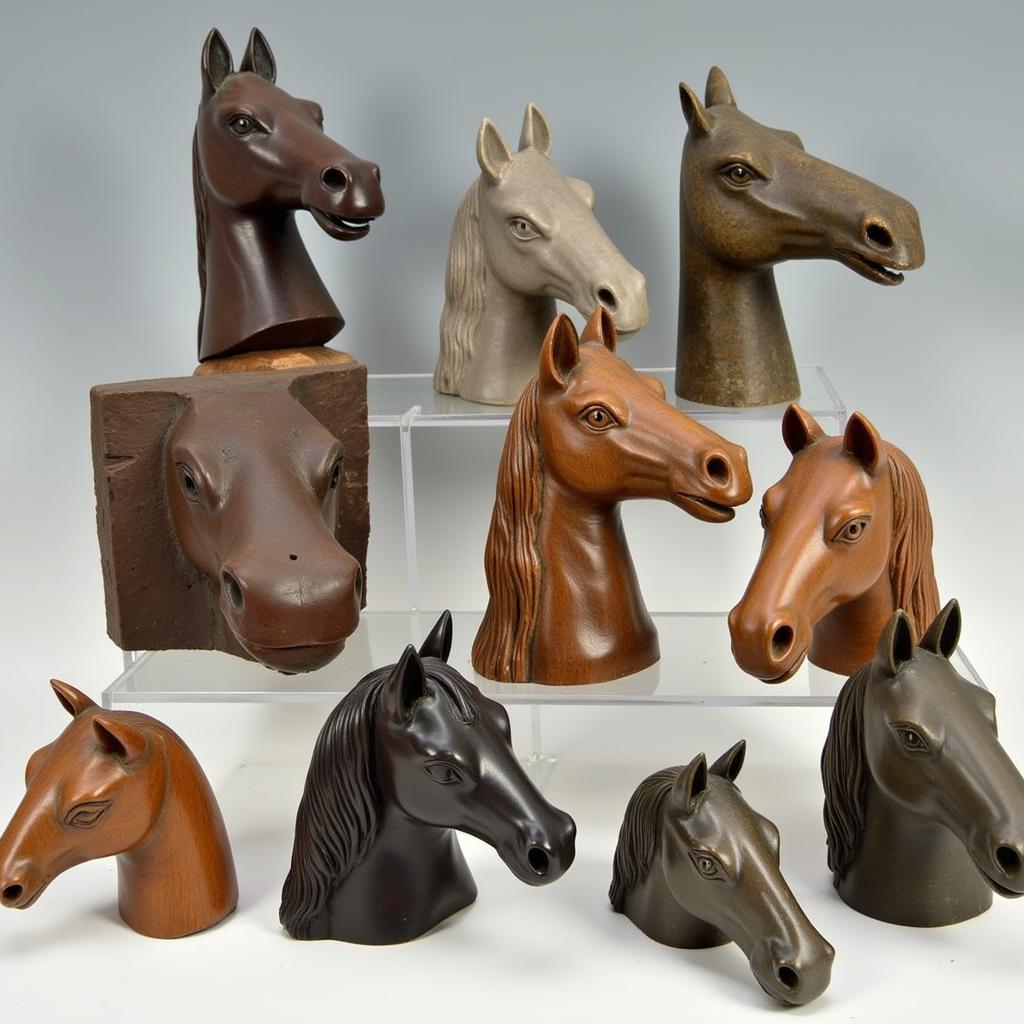 Carved Horse Heads in Different Styles