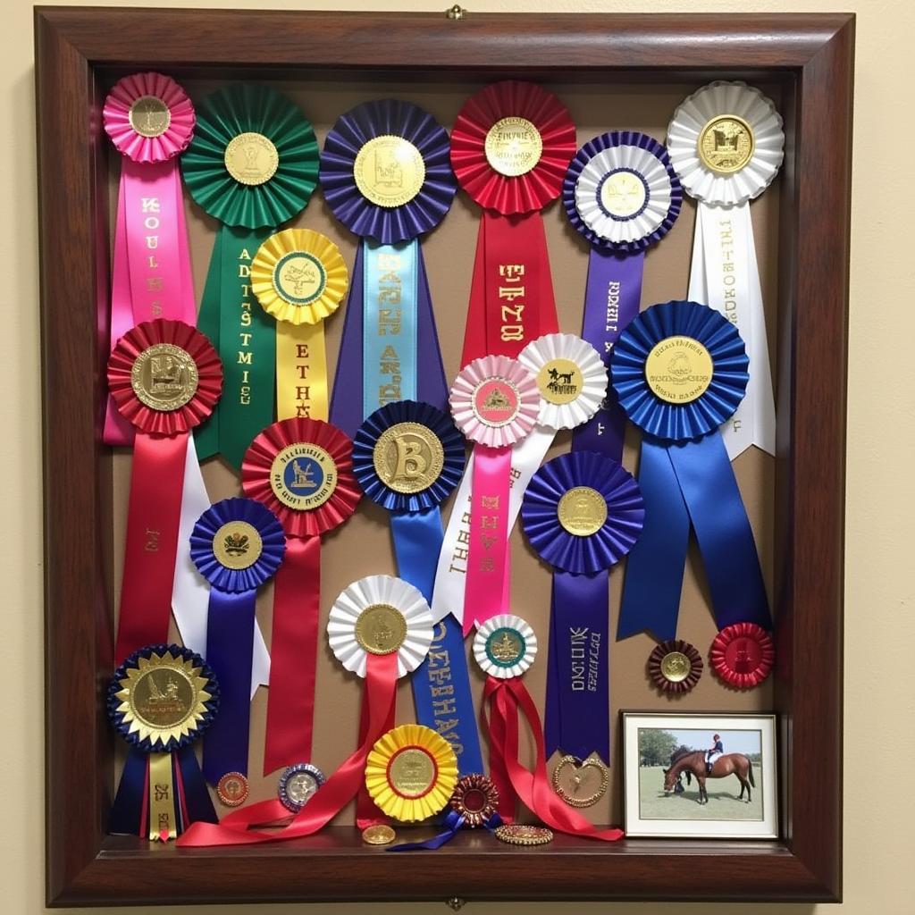 Collection of Horse Show Ribbons in a Shadow Box