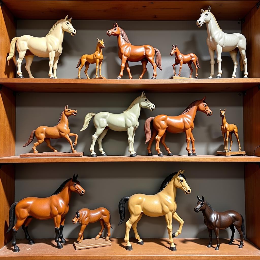 Vintage Horse Figurines on Display