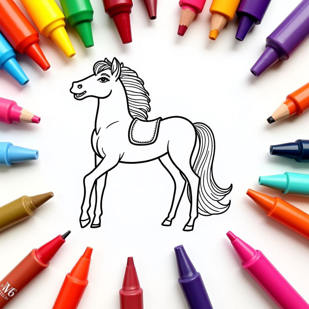 Coloring Supplies for Barbie Horse Pages