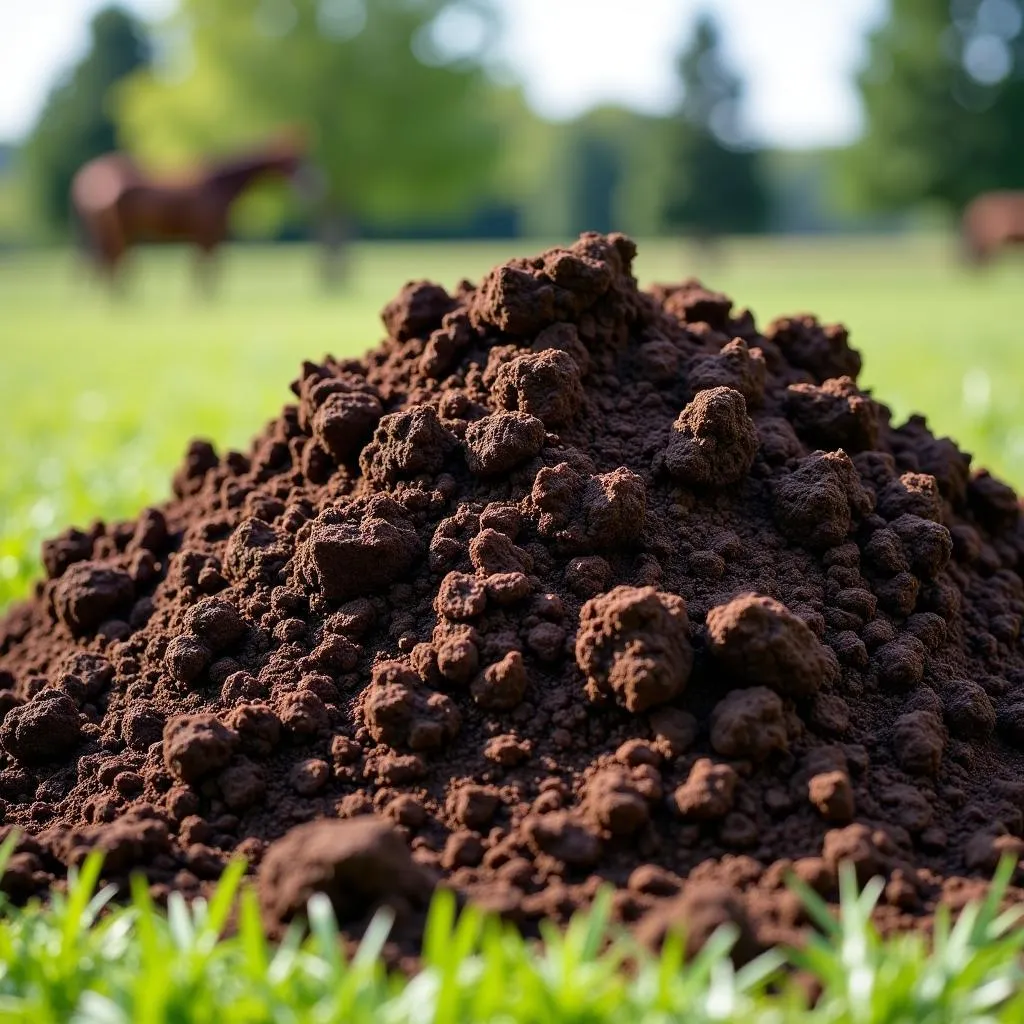 Composted horse manure ready for lawn application