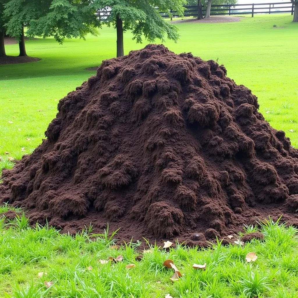 Composting horse manure in a pile