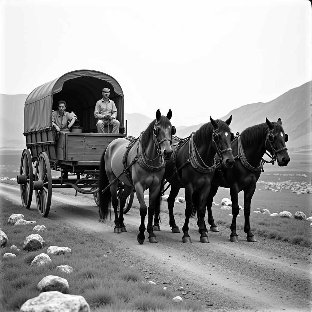 Conestoga horse pulling a wagon