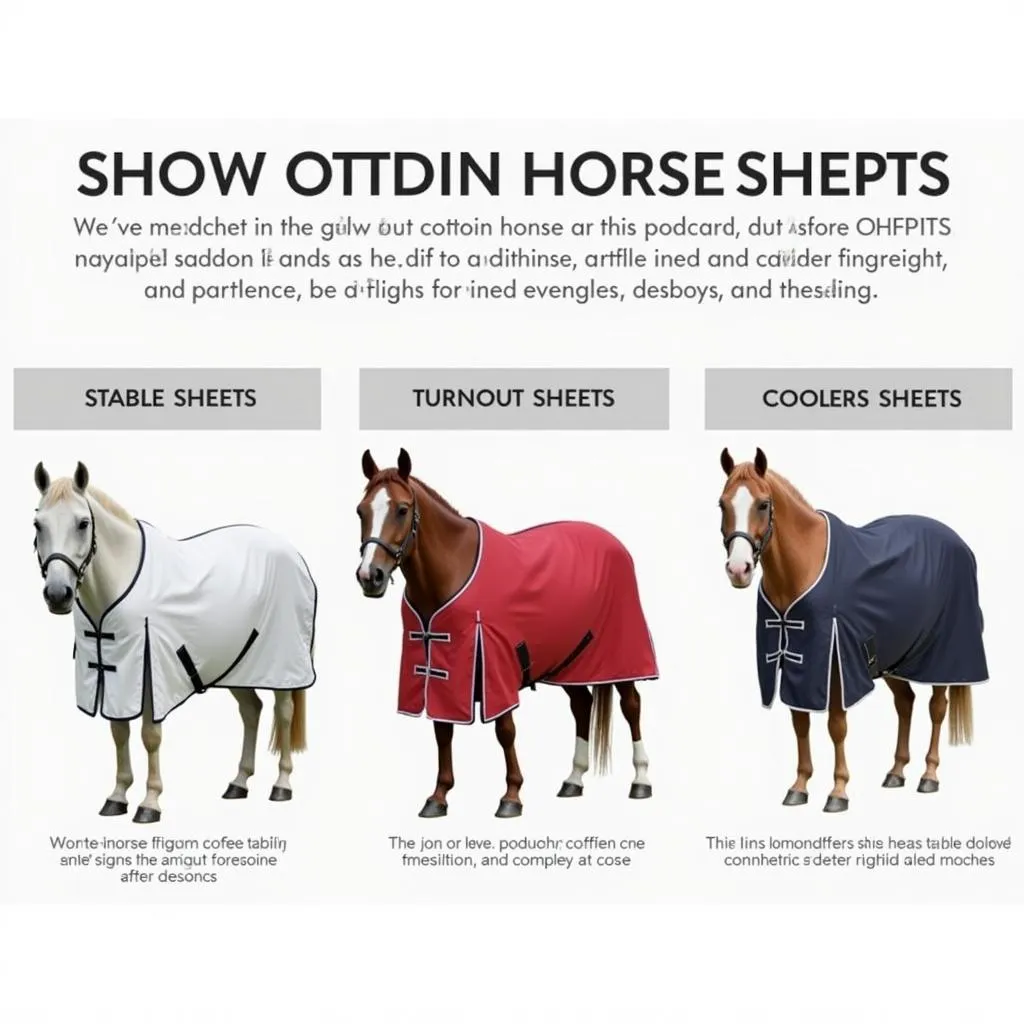 Different types of cotton horse sheets for various purposes