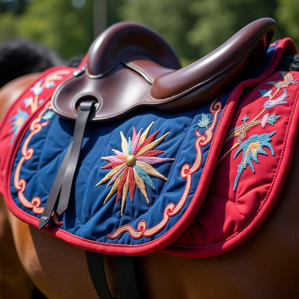 Show jumping saddle pad with embroidered details