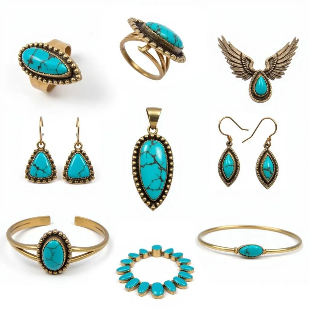 Collection of Crazy Horse turquoise jewelry