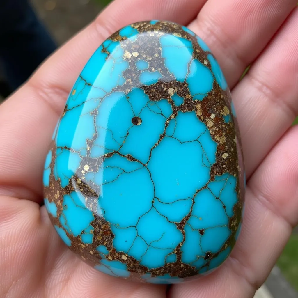 Crazy Horse turquoise rough stone with visible matrix