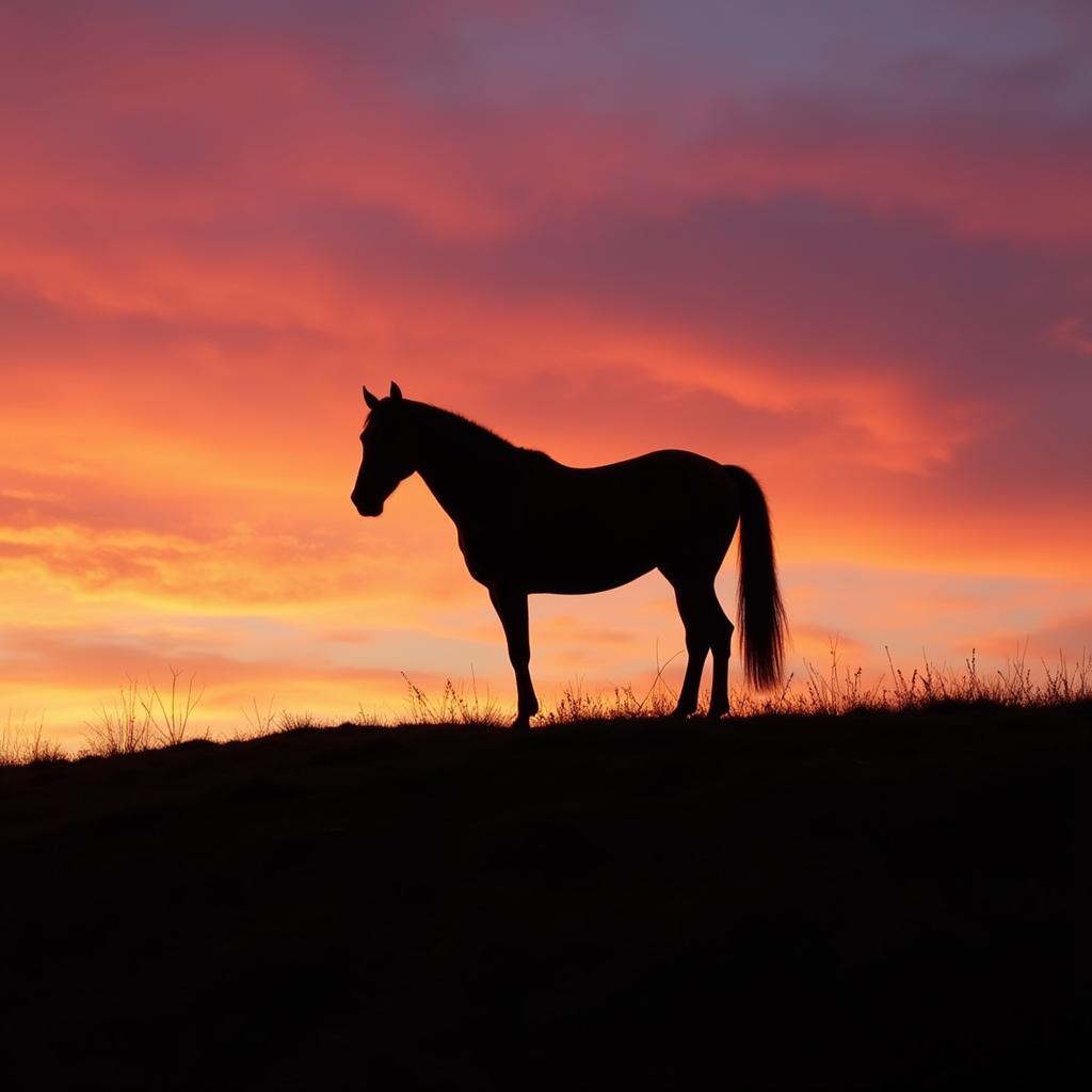 Creating Stunning Skyline Horse Images on a Hilltop at Sunset