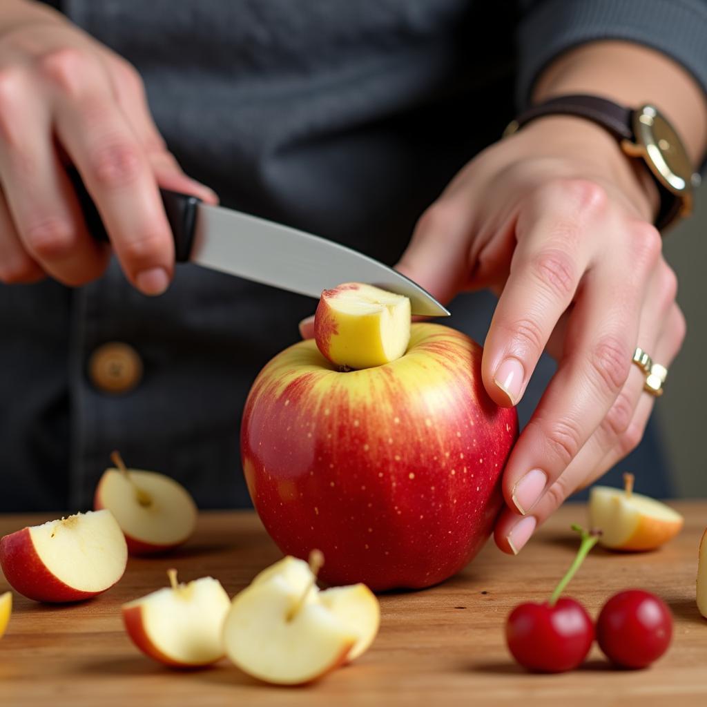 Cutting a Horse Apple for Safe Feeding