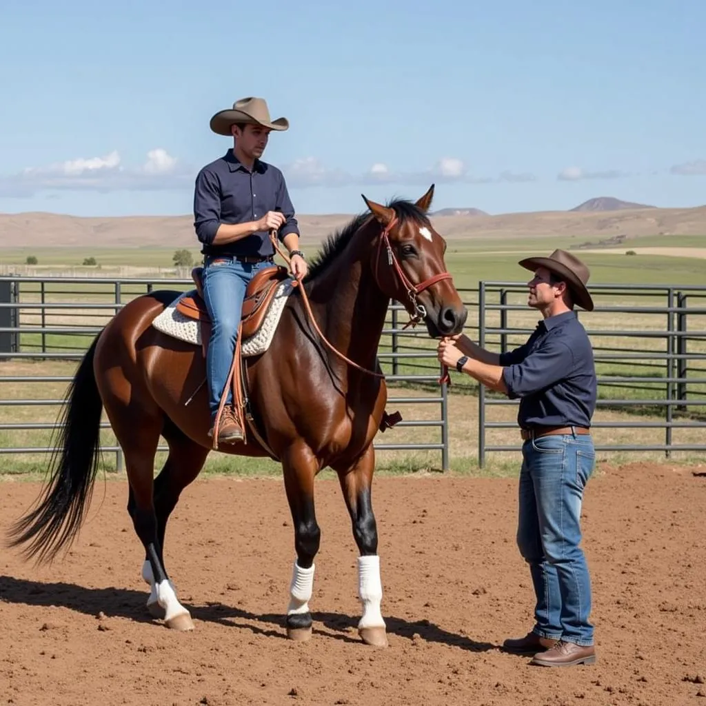 Cutting horse training session