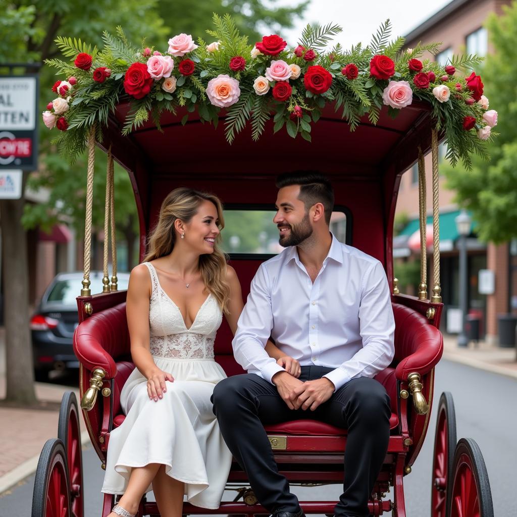 Couple enjoying a carriage ride in Dahlonega