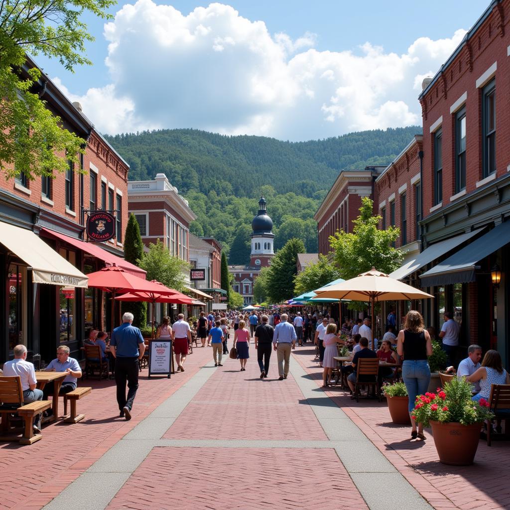 Dahlonega town square with shops and restaurants