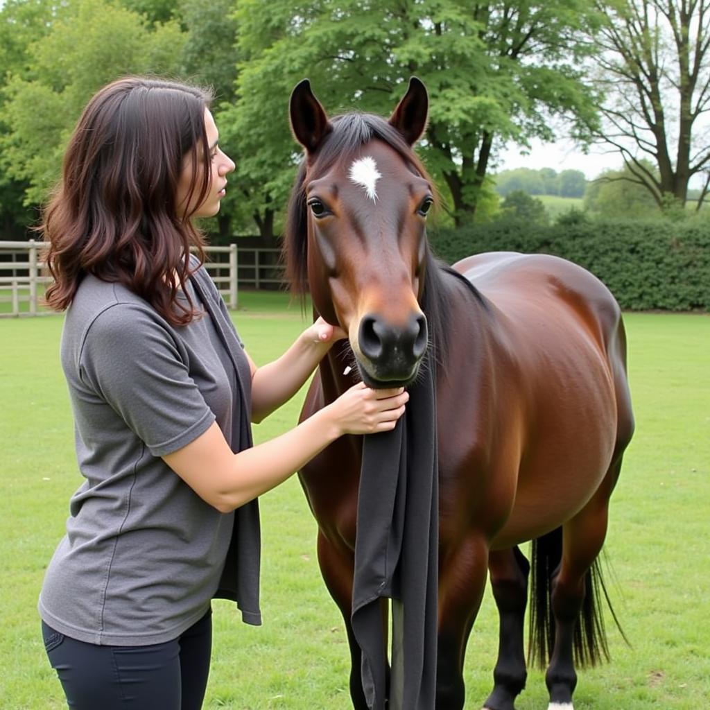 Grooming a Dales pony