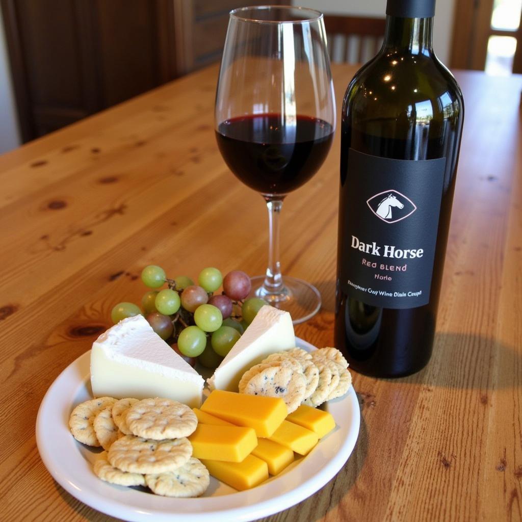 Dark Horse Wine Paired with Cheese and Grapes