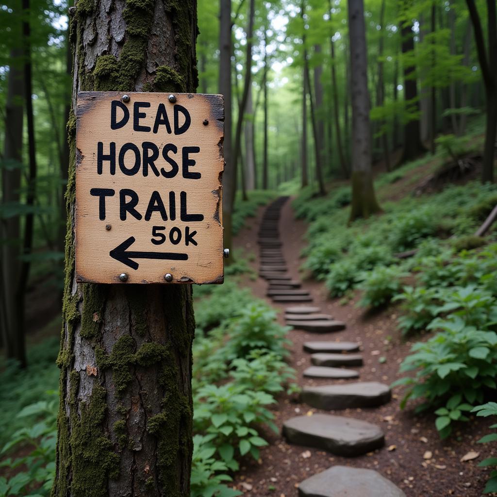 Trail Sign Indicating a Difficult Path