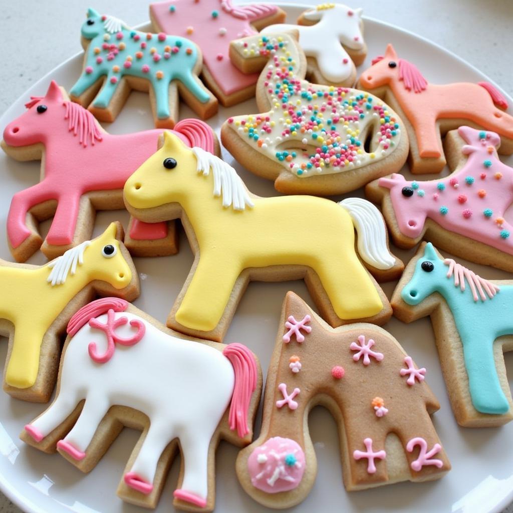 Decorated Horse Cookies on a platter