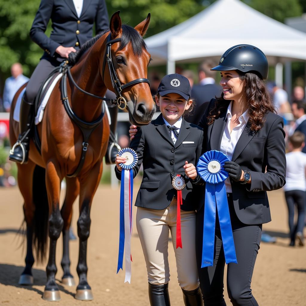 Winning equestrian and horse awarded at the Deerfield Fair Horse Show